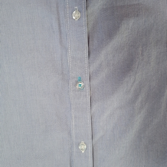 Passport Men's Size M Button Up Micro Stripe Shirt Blue - Picture 5 of 10